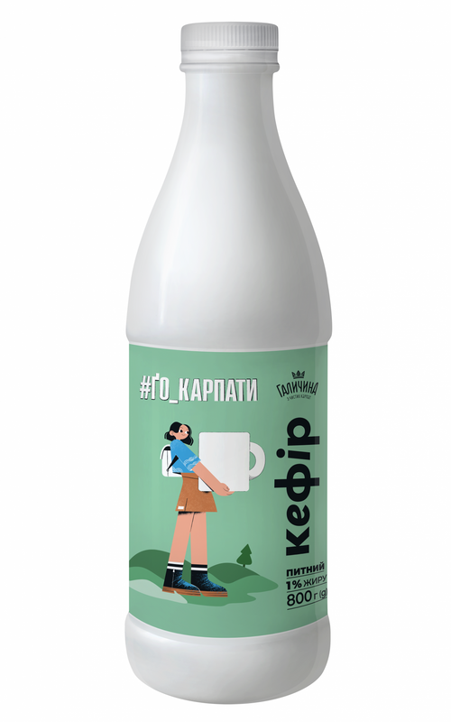 Кефір ГАЛИЧИНА 1%, 800г, пляшка пластикова